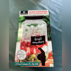 Glass Beverage Dispenser With Chalkboard Label